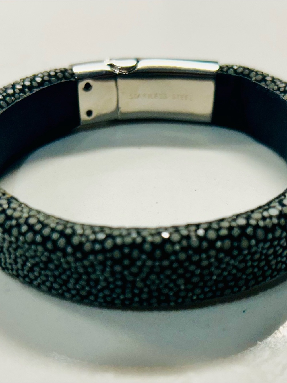 Black Stingray-Texture Stainless Steel Bracelet